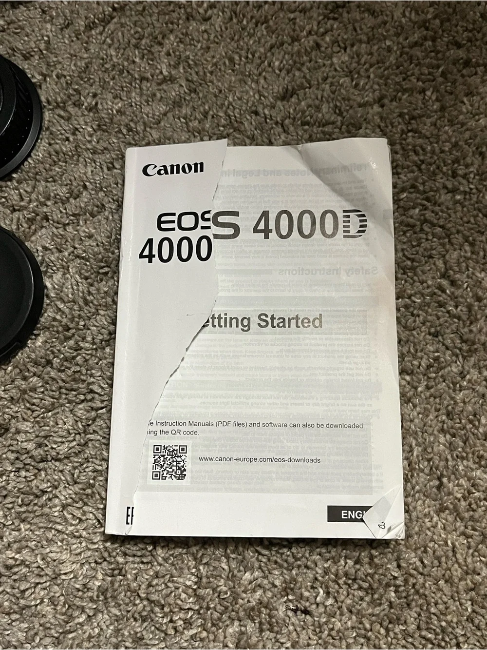 Canon EOS 4000D Digital SLR Camera W/ 18-55mm Len & Battery Parts Or Repair